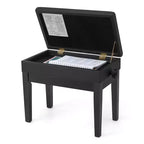 SONGMICS Adjustable Wooden Piano Bench Stool with Sheet Music Storage Black