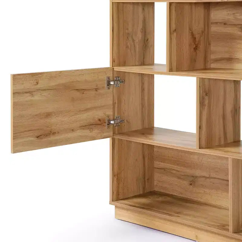 Libreria Marrone a 8 Ripiani e 2 Ante, Unità Cubo a 5 Livelli con Ante, Montaggio 1 Persona
