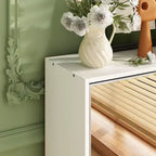 Scarpiera con anta a specchio, Quercia/Bianco, Anta a ribalta a 3 livelli, Contiene 18 paia