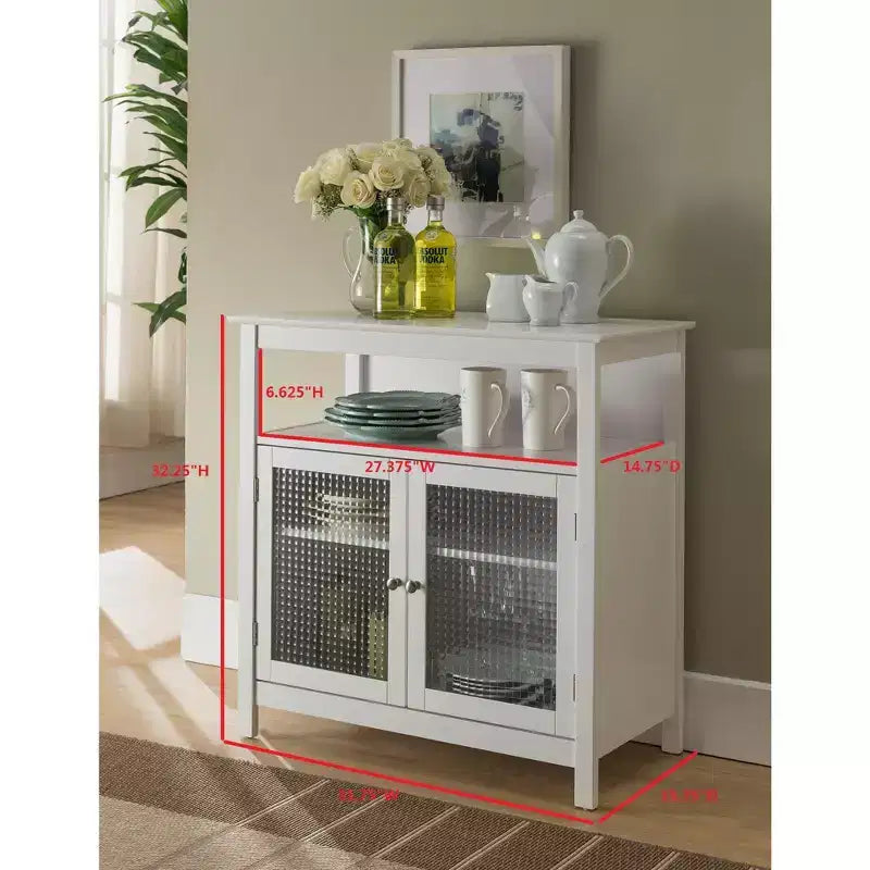Madia/Credenza bianca a 2 ante con ante in vetro