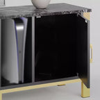 Mobile TV da 80" con LED RGB – Nero Lucido / Legno di Pino / Bianco Lucido – Adatto per TV fino a 95"