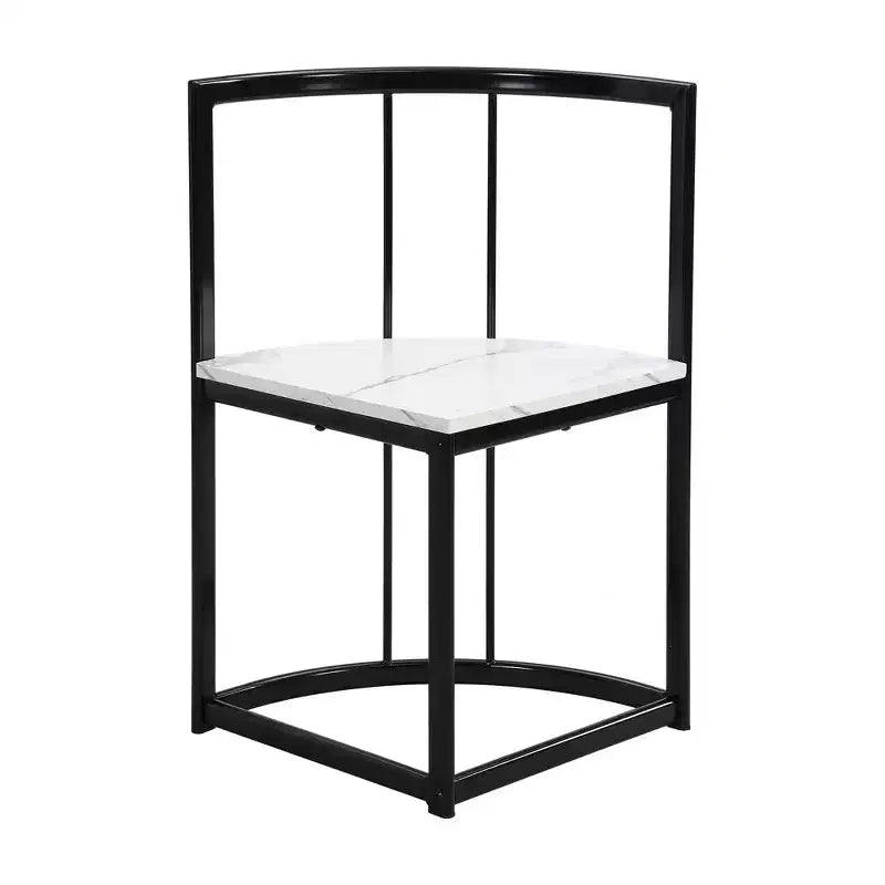Set da pranzo ovale nero in finto marmo – 7 pezzi, 6 posti