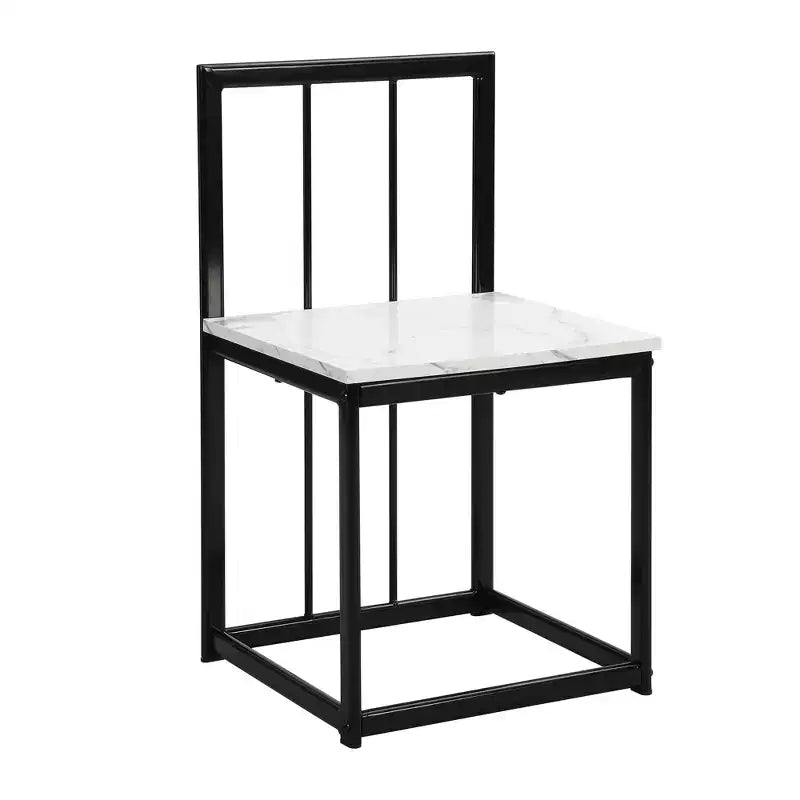 Set da pranzo ovale nero in finto marmo – 7 pezzi, 6 posti