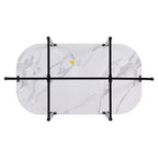 Set da pranzo ovale nero in finto marmo – 7 pezzi, 6 posti