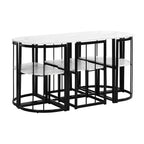 Set da pranzo ovale nero in finto marmo – 7 pezzi, 6 posti