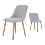 Sedia da pranzo imbottita, beige/grigio, schienale alto senza braccioli, set da 2