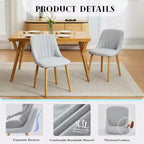 Sedia da pranzo imbottita, beige/grigio, schienale alto senza braccioli, set da 2