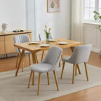 Sedia da pranzo imbottita, beige/grigio, schienale alto senza braccioli, set da 2
