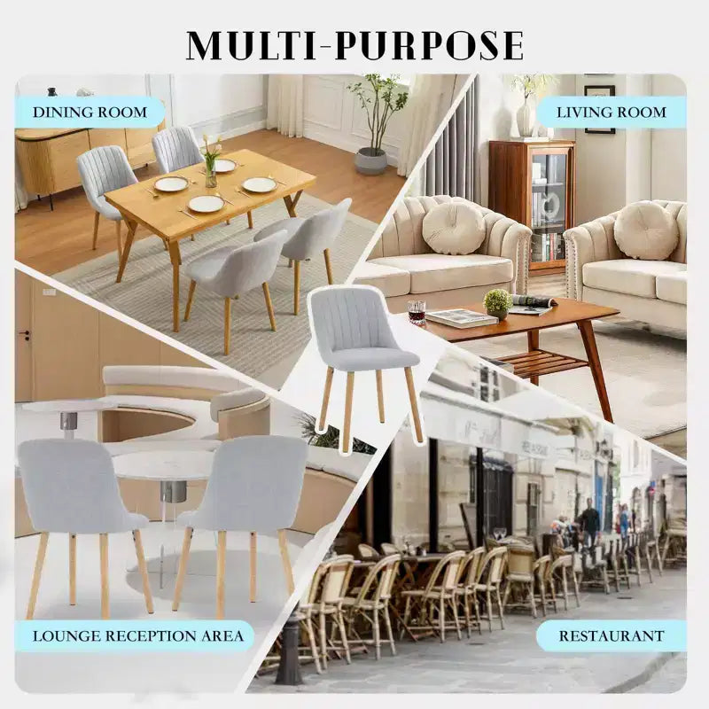 Sedia da pranzo imbottita, beige/grigio, schienale alto senza braccioli, set da 2