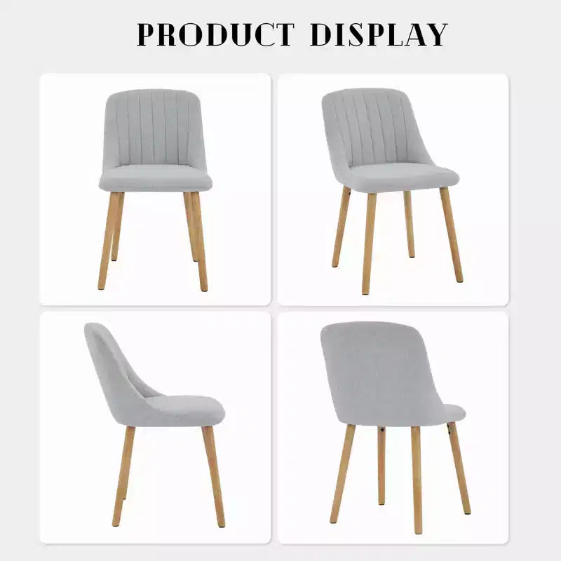Sedia da pranzo imbottita, beige/grigio, schienale alto senza braccioli, set da 2