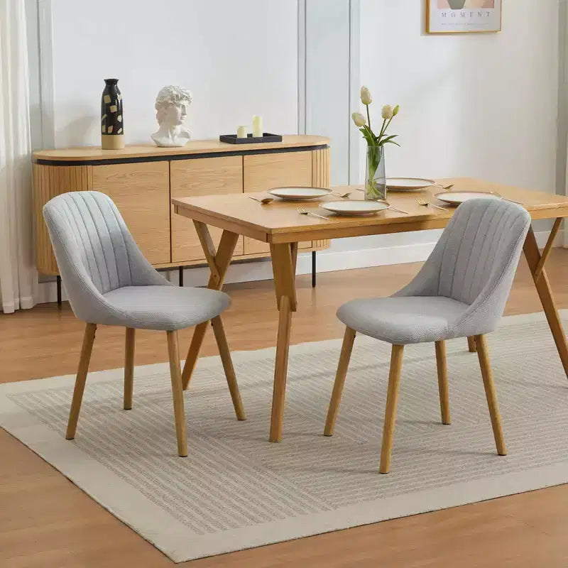 Sedia da pranzo imbottita, beige/grigio, schienale alto senza braccioli, set da 2