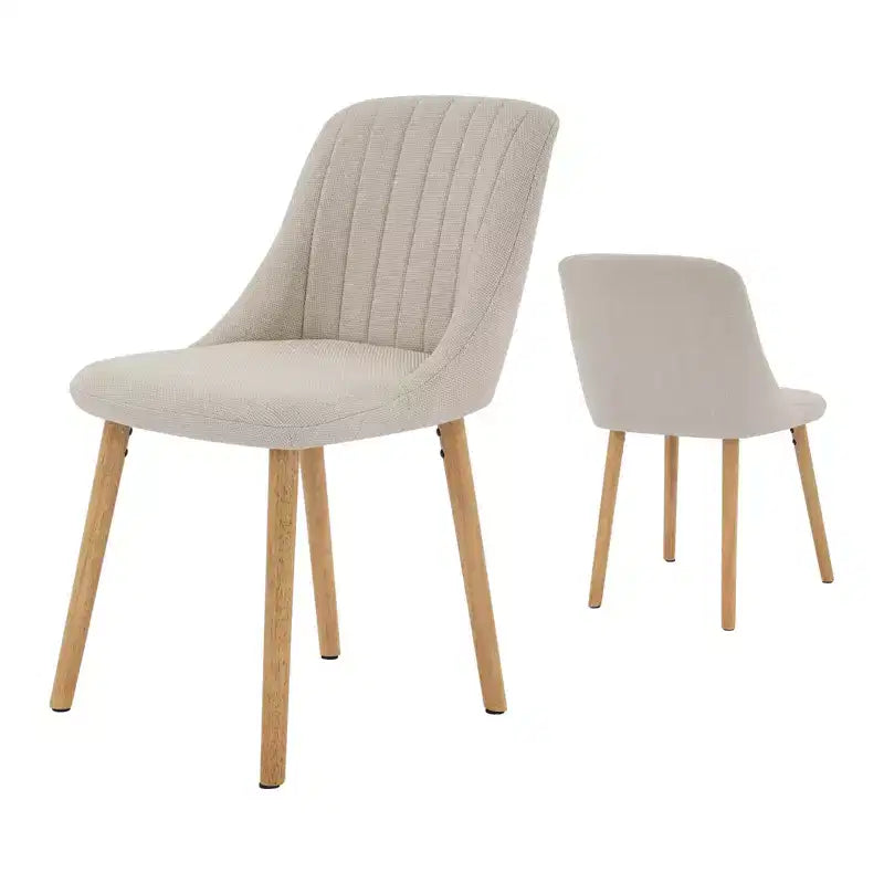 Sedia da pranzo imbottita, beige/grigio, schienale alto senza braccioli, set da 2