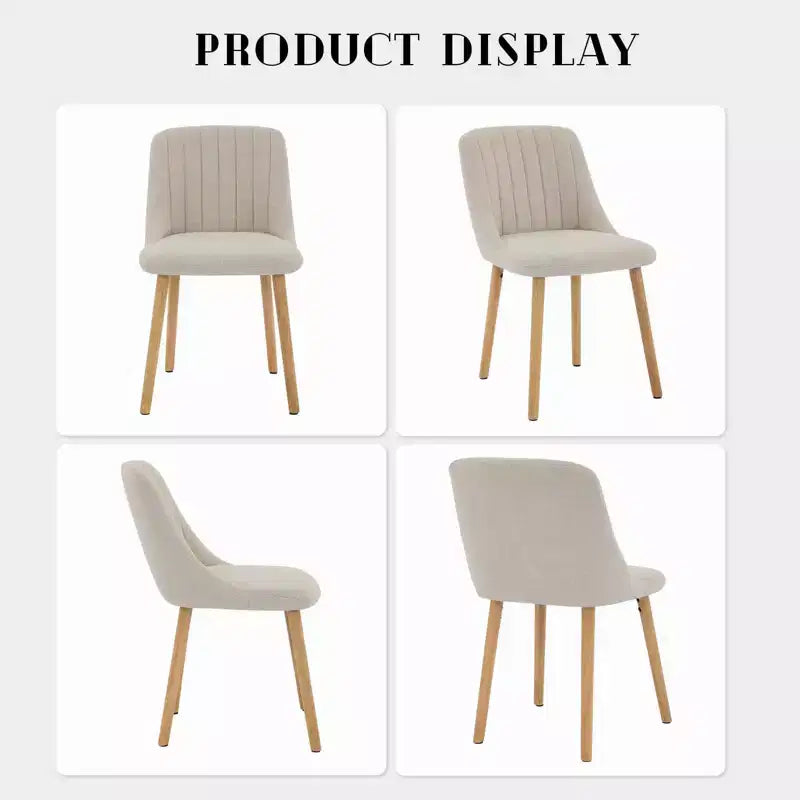 Sedia da pranzo imbottita, beige/grigio, schienale alto senza braccioli, set da 2