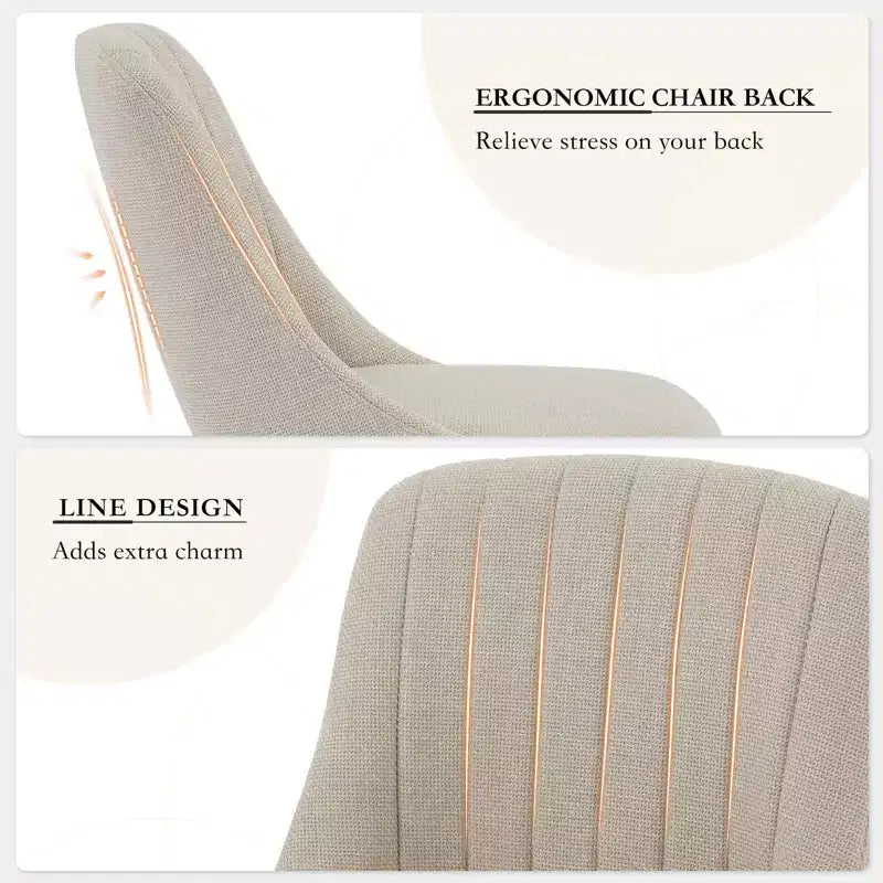 Sedia da pranzo imbottita, beige/grigio, schienale alto senza braccioli, set da 2
