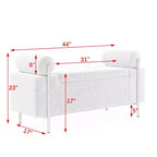 Panca contenitore imbottita beige con braccioli cilindrici, 1 posto