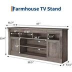 Mobile TV stile rustico da 67", nero/marrone/grigio/bianco, adatto per TV fino a 75"