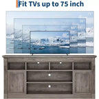 Mobile TV stile rustico da 67", nero/marrone/grigio/bianco, adatto per TV fino a 75"