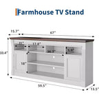 Mobile TV stile rustico da 67", nero/marrone/grigio/bianco, adatto per TV fino a 75"