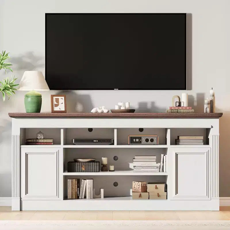 Mobile TV stile rustico da 67", nero/marrone/grigio/bianco, adatto per TV fino a 75"