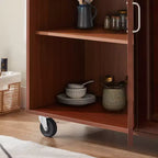 Carrello da cucina con isola a ribalta marrone con 2 cassetti