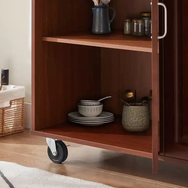 Carrello da cucina con isola a ribalta marrone con 2 cassetti