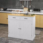 Carrello da Cucina/Isola da Fattoria Bianca con 2 Cassetti e Mobiletto