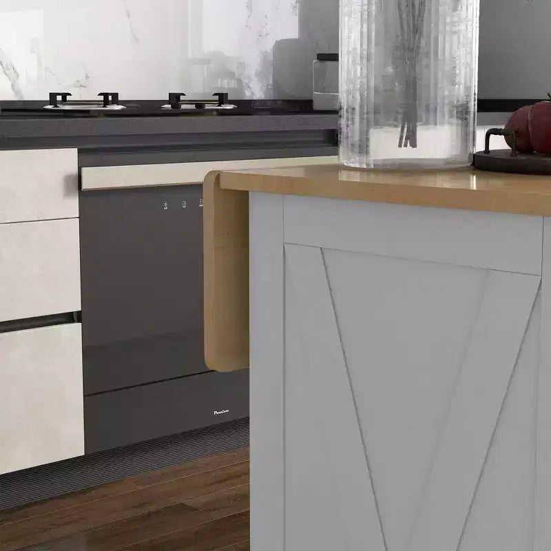 Carrello da Cucina/Isola da Fattoria Bianca con 2 Cassetti e Mobiletto
