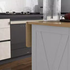 Carrello da Cucina/Isola da Fattoria Bianca con 2 Cassetti e Mobiletto