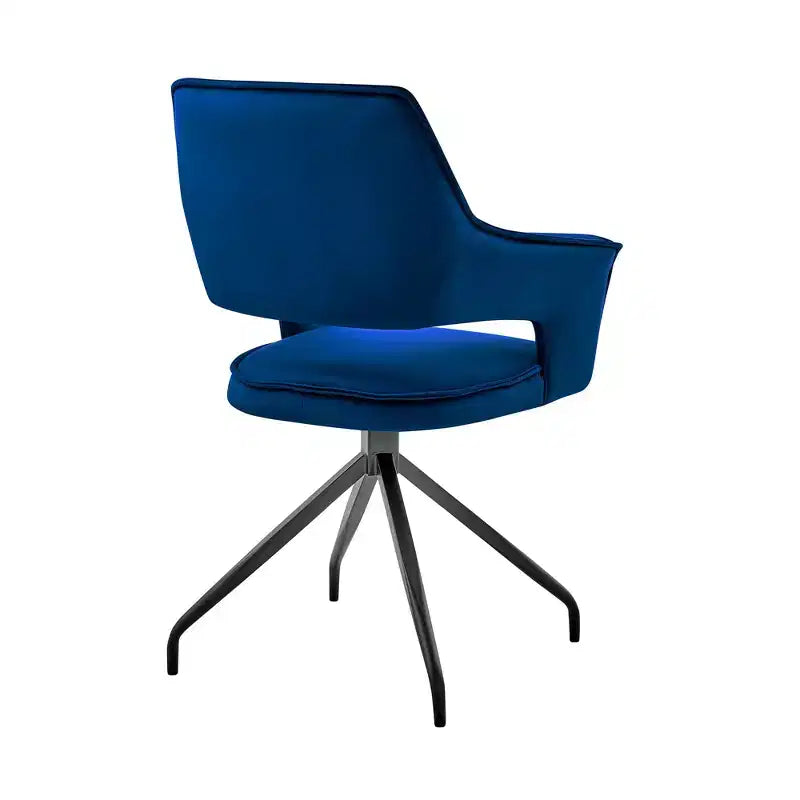 Poltrona d'accento in velluto blu/grigio con gambe in legno nero – 1 Posto