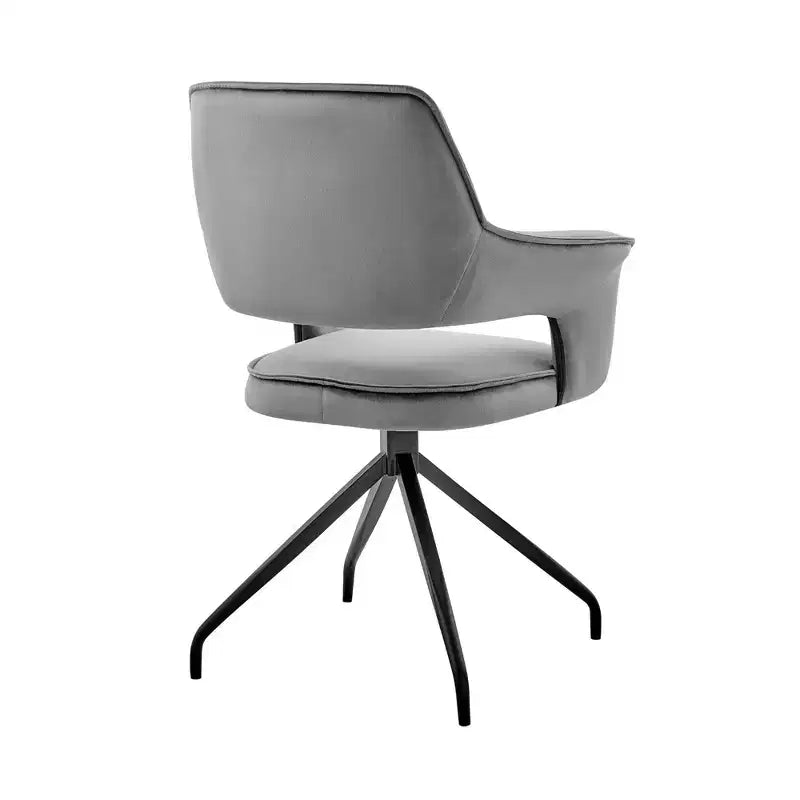 Poltrona d'accento in velluto blu/grigio con gambe in legno nero – 1 Posto