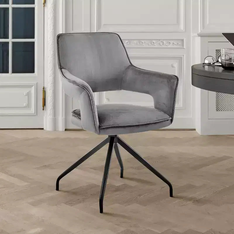 Poltrona d'accento in velluto blu/grigio con gambe in legno nero – 1 Posto