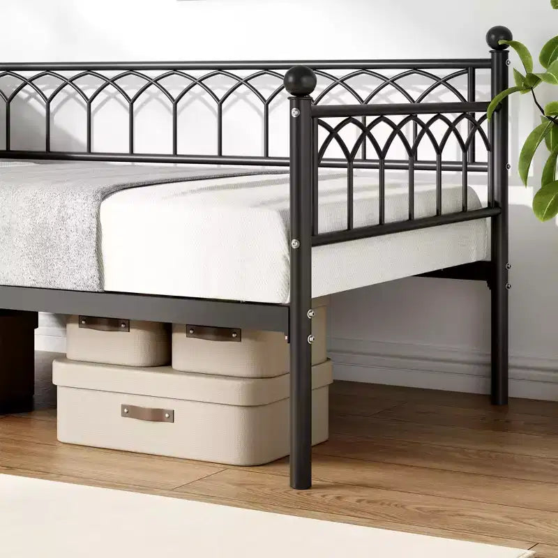 Letto a giorno in metallo matrimoniale, nero – Divano e letto, 1 persona
