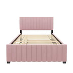 Letto imbottito in velluto beige/grigio/rosa con letto estraibile – Una piazza e mezza, per 2+ persone