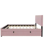 Letto imbottito in velluto beige/grigio/rosa con letto estraibile – Una piazza e mezza, per 2+ persone