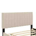 Letto imbottito in velluto beige/grigio/rosa con letto estraibile – Una piazza e mezza, per 2+ persone