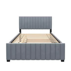 Letto imbottito in velluto beige/grigio/rosa con letto estraibile – Una piazza e mezza, per 2+ persone
