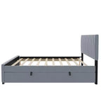 Letto imbottito in velluto beige/grigio/rosa con letto estraibile – Una piazza e mezza, per 2+ persone