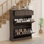 Acekool 42 Wave Panel Shoe Cabinet, Entryway Organizer with 2 Flip Drawers & Top Drawer