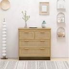 Mobile contenitore in rattan naturale a 4 cassetti