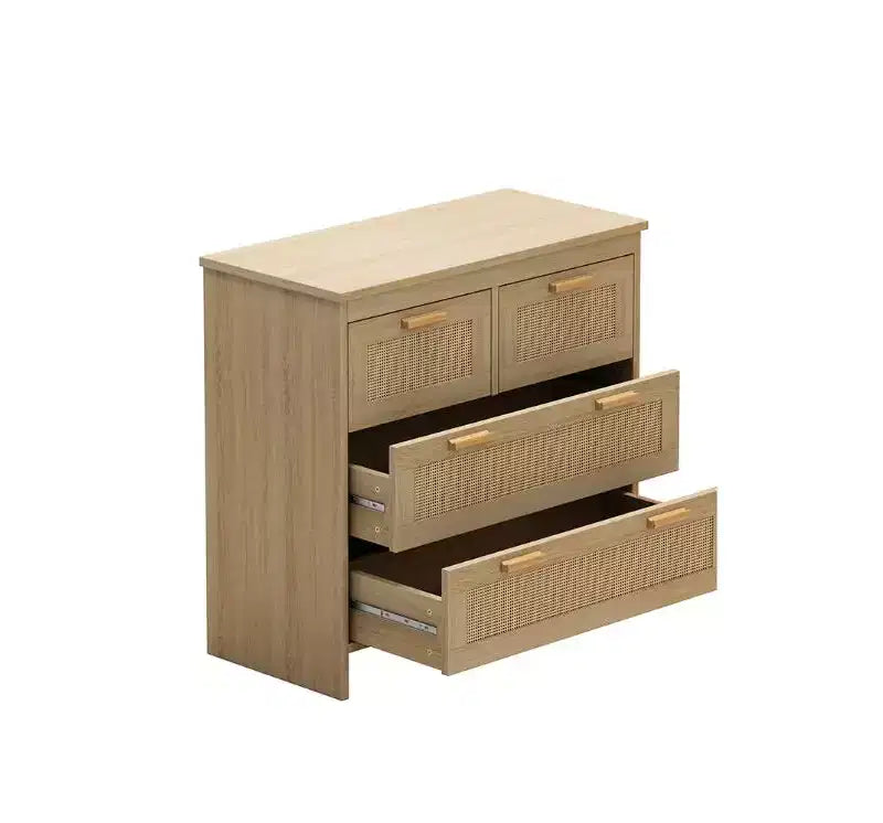 Mobile contenitore in rattan naturale a 4 cassetti