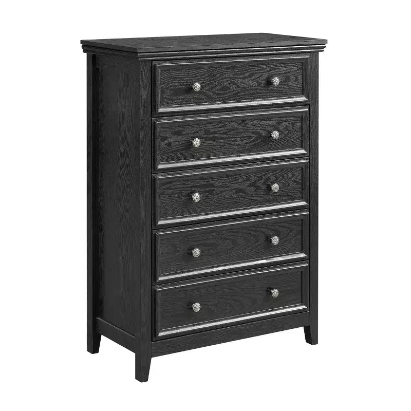 Comò a 5 cassetti – Beige / Nero / Bianco, Singolo