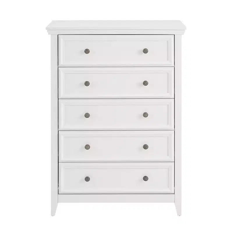 Comò a 5 cassetti – Beige / Nero / Bianco, Singolo