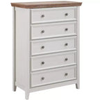 Comò a 5 cassetti – Beige / Nero / Bianco, Singolo