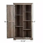 Madia/Credenza stile Country color Espresso/Grigio con anta scorrevole e mensole a vista