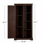 Madia/Credenza stile Country color Espresso/Grigio con anta scorrevole e mensole a vista