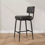Sgabelli da bancone in similpelle, senza braccioli con schienale alto, set da 2 (Nero / Marrone / Verde)