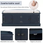 Panca portaoggetti imbottita Espresso / Grigio Lavato / Blu Navy / Bianca con 4 ante, 1 posto