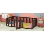 Letto a castello singolo bianco con recinzione e porta, legno di pino, 1 bambino