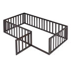 Letto a castello singolo bianco con recinzione e porta, legno di pino, 1 bambino