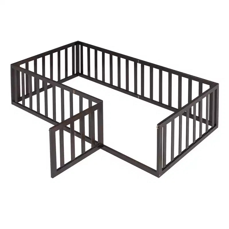 Letto a castello singolo bianco con recinzione e porta, legno di pino, 1 bambino